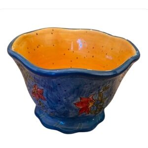 Susan Winget Ceramic Bowl Certified International  Blue/ Floral